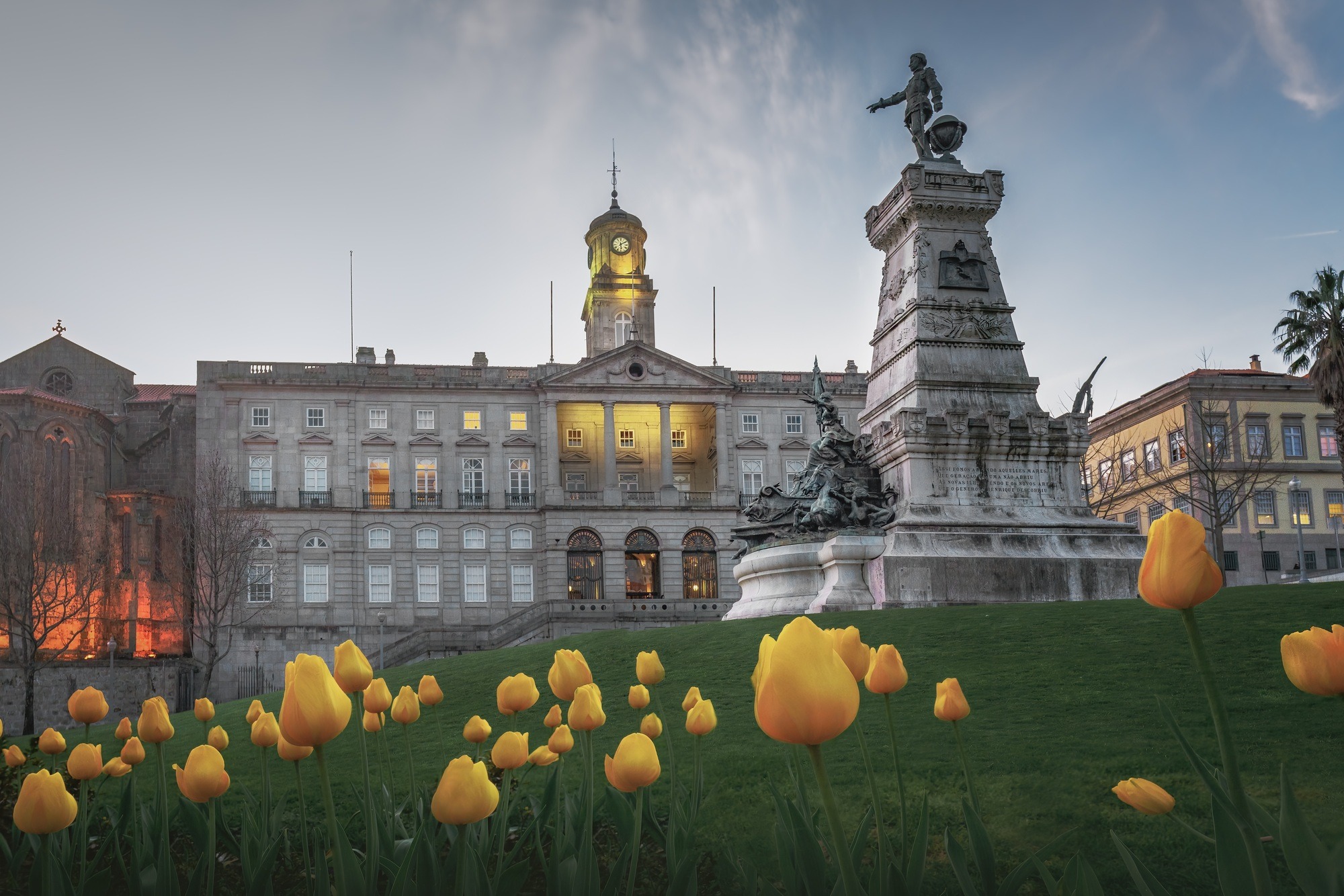 Infante D. Henrique Square with Stock Exchange Palace - Porto, Portugal