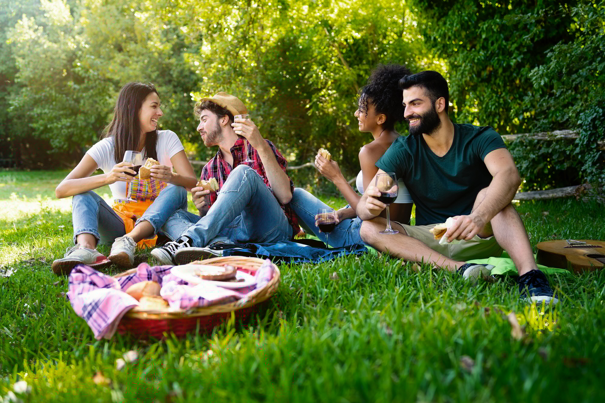 Joyful Friends at a Summer Picnic